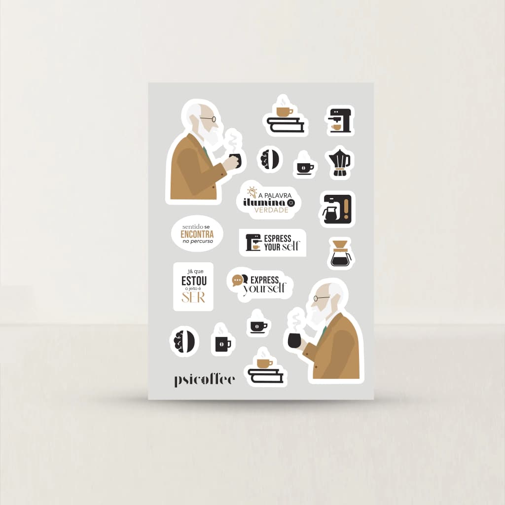 Cartela de adesivos Psicoffee